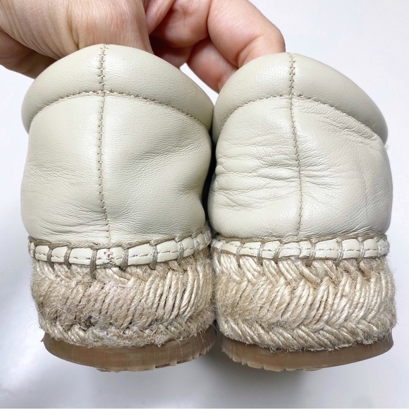 Renvy Leather Espadrilles Platform Slip On Tassel Fringe Beige Size 9.5 - Picture 5 of 8